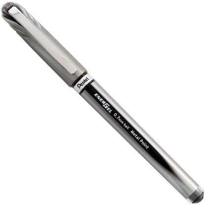 EnerGel NV Liquid Gel Pen, (0.7mm) Metal Tip, Medium Line Capped, Black Ink (BL27-A)