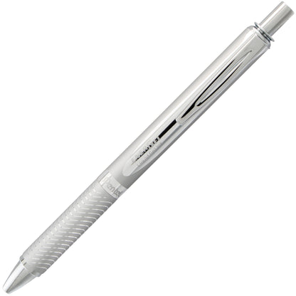 EnerGel Alloy Retractable Premium Liquid Gel Pen, (0.7mm) Metal Tip, Medium Line,Silver Barrel, Black Ink (BL407-A)