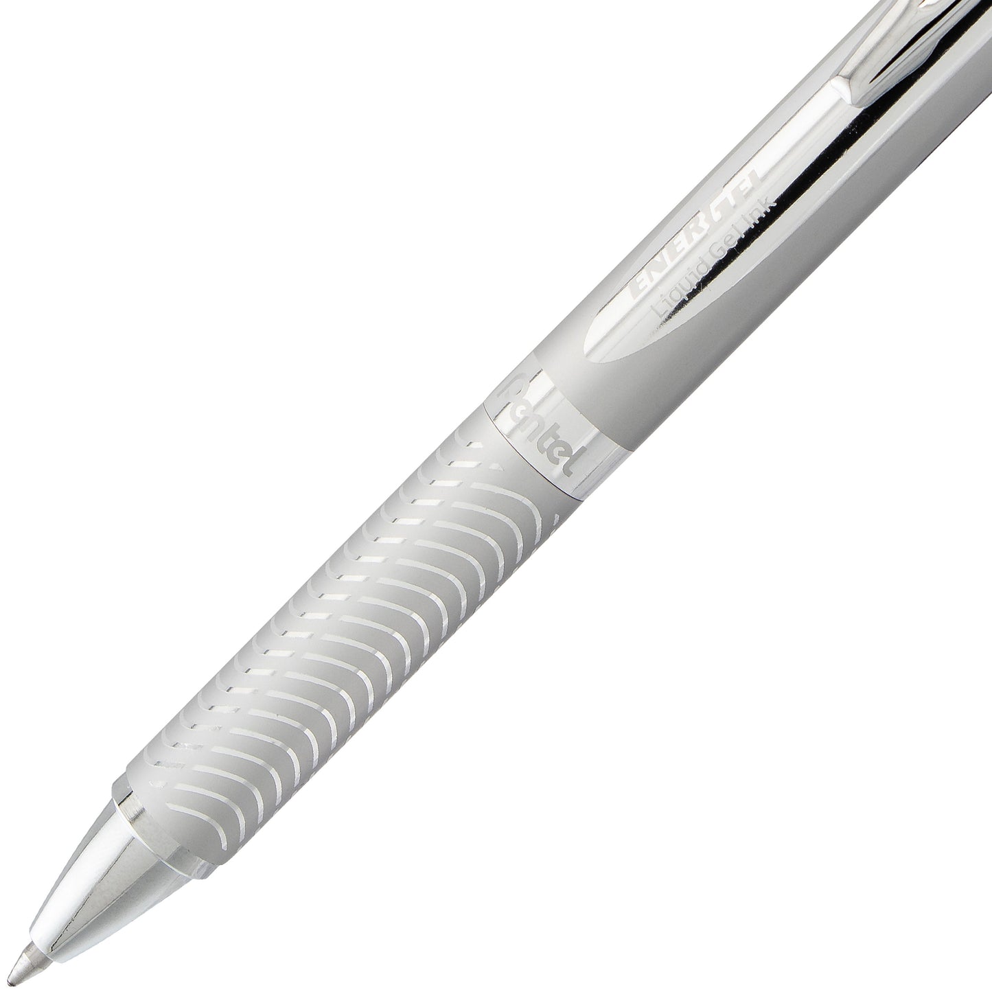 EnerGel Alloy Retractable Premium Liquid Gel Pen, (0.7mm) Metal Tip, Medium Line,Silver Barrel, Black Ink (BL407-A)