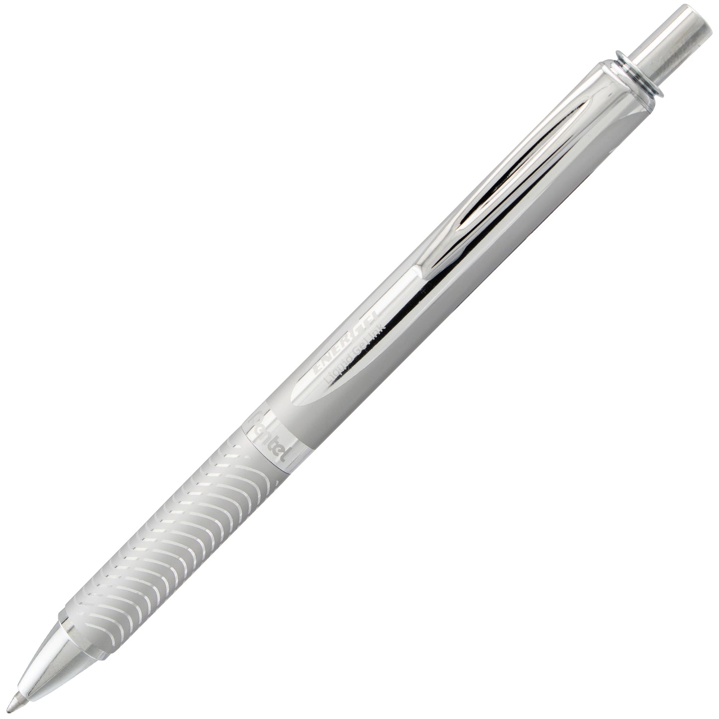 EnerGel Alloy Retractable Premium Liquid Gel Pen, (0.7mm) Metal Tip, Medium Line,Silver Barrel, Black Ink (BL407-A)