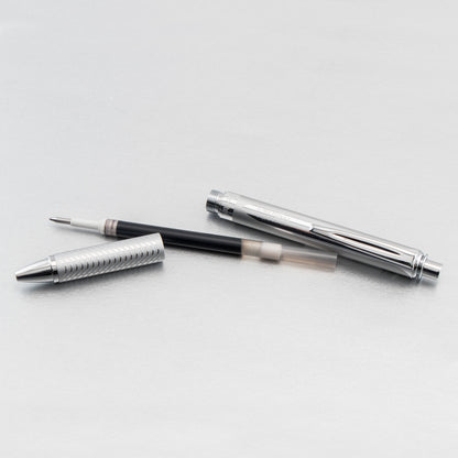 EnerGel Alloy Retractable Premium Liquid Gel Pen, (0.7mm) Metal Tip, Medium Line,Silver Barrel, Black Ink (BL407-A)