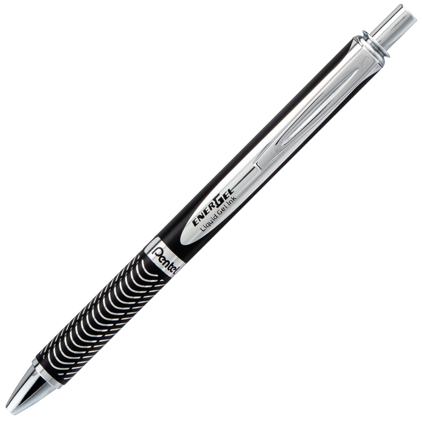 EnerGel Alloy Retractable Premium Liquid Gel Pen, (0.7mm) Metal Tip, Medium Line,Black Barrel, Black Ink (BL407A-A)