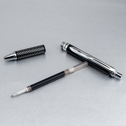 EnerGel Alloy Retractable Premium Liquid Gel Pen, (0.7mm) Metal Tip, Medium Line,Black Barrel, Black Ink (BL407A-A)