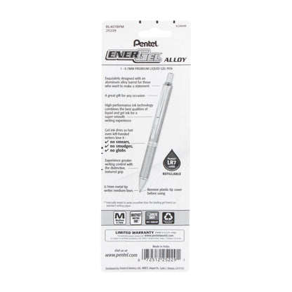 EnerGel Alloy Retractable Premium Liquid Gel Pen, (0.7mm) Assorted Barrels, Black Ink 1-Pk (BL407BPM)