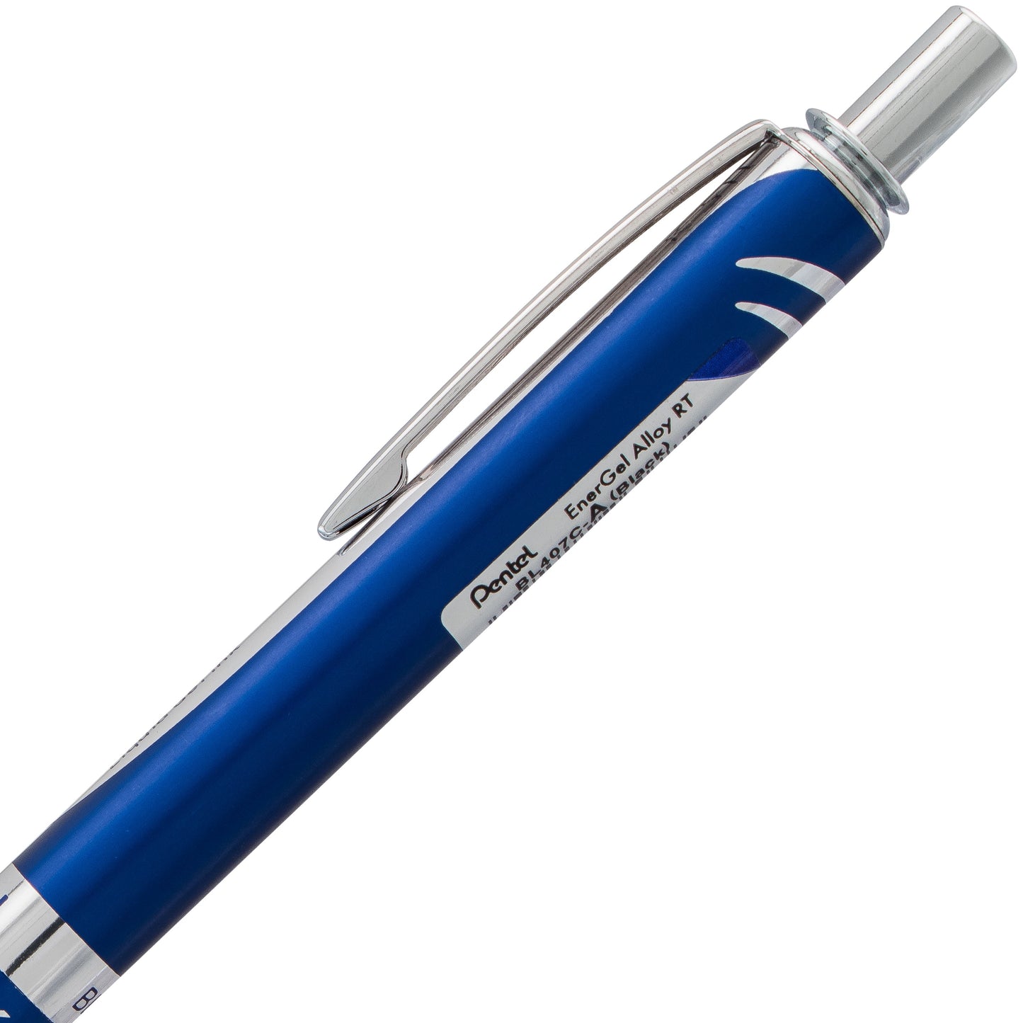 EnerGel Alloy Retractable Premium Liquid Gel Pen, (0.7mm) Metal Tip, Medium Line, Blue Barrel, Black Ink (BL407C-A)