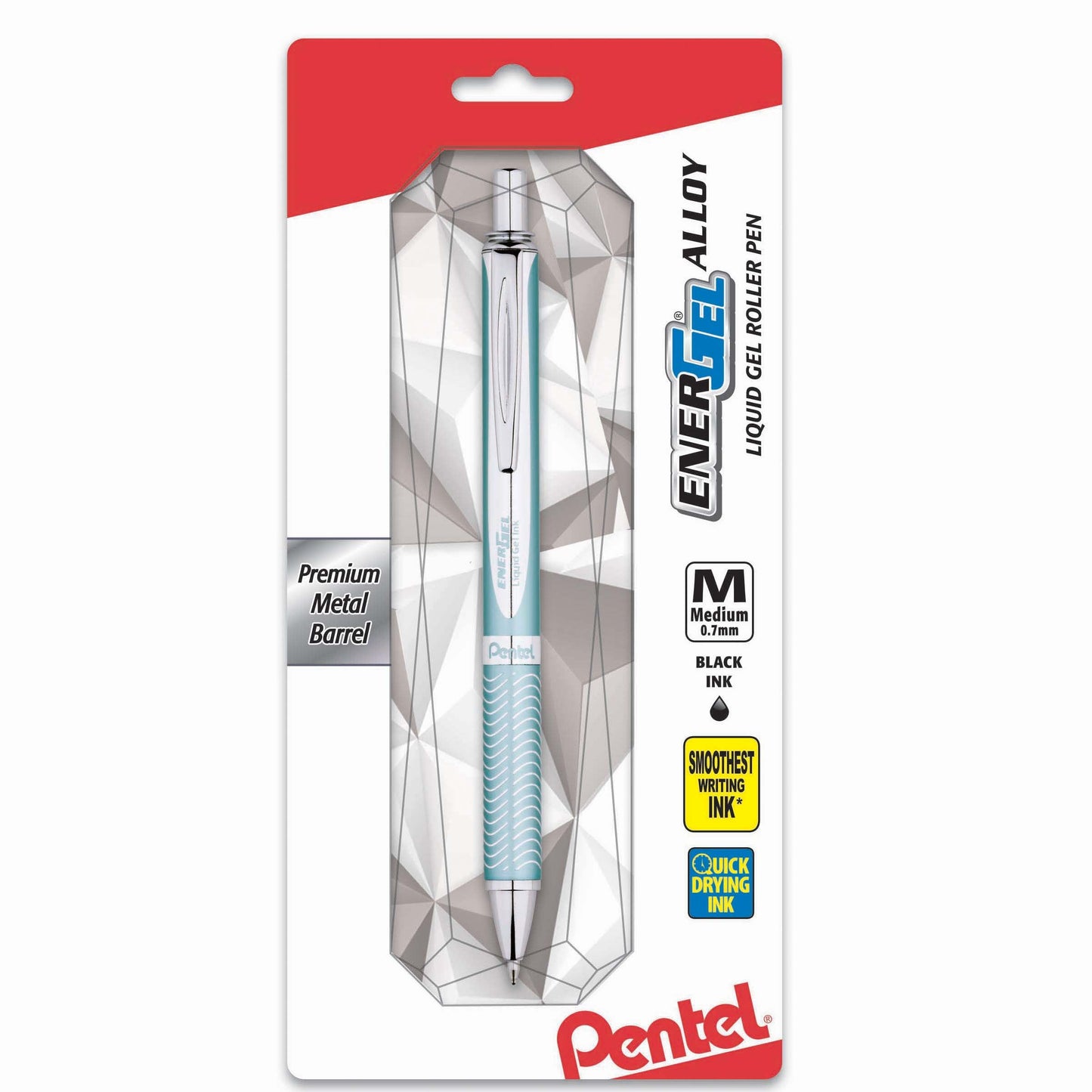 EnerGel Alloy Retractable Premium Liquid Gel Pen, (0.7mm) Aquamarine Barrel, Black Ink 1-Pk (BL407LSBPA)