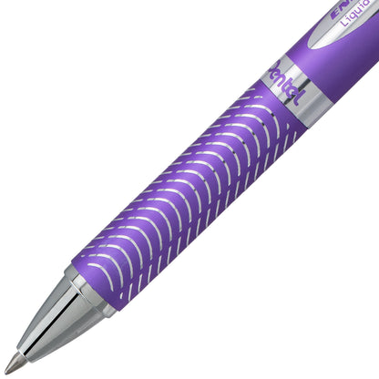 EnerGel Alloy Retractable Premium Liquid Gel Pen, (0.7mm) Metal Tip, Medium Line, Violet Barrel, Violet Ink (BL407V-V)