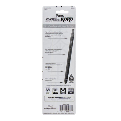 EnerGel Kuro Liquid Gel Pen, (0.7mm) Medium line, Blue Ink, 2-pk (BL437R1BP2C)