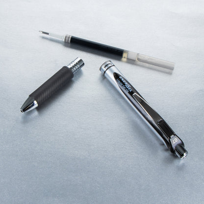 EnerGel RTX Retractable Liquid Gel Pen, (0.7mm) Metal Tip, Medium Line, Black Ink (BL77-A)
