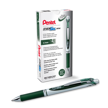 EnerGel RTX Retractable Liquid Gel Pen, (0.7mm) Medium line, Forest Green Ink (BL77-D3)