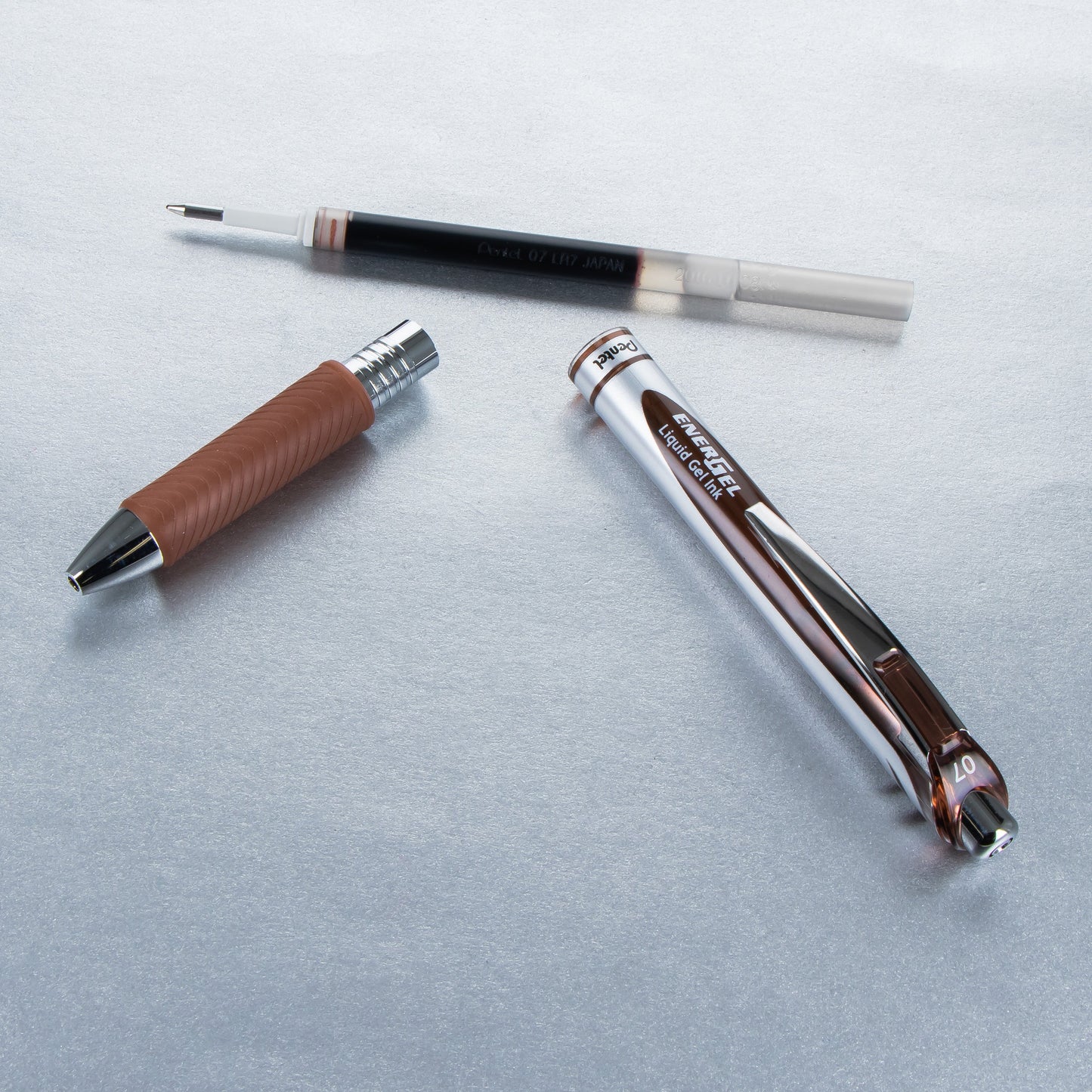EnerGel RTX Retractable Liquid Gel Pen, (0.7mm) Metal Tip, Medium Line, Brown Ink (BL77-E)