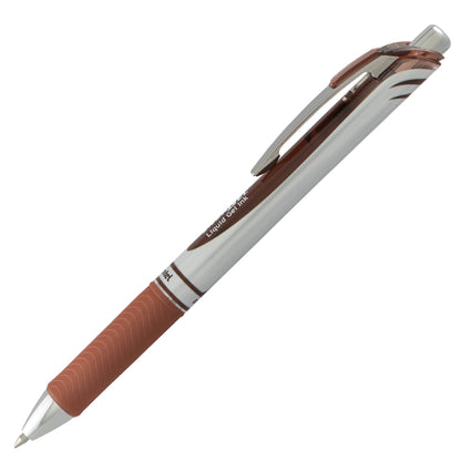 EnerGel RTX Retractable Liquid Gel Pen, (0.7mm) Metal Tip, Medium Line, Brown Ink (BL77-E)