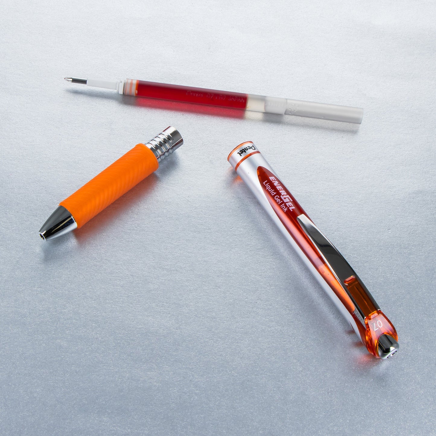 EnerGel RTX Retractable Liquid Gel Pen, (0.7mm) Metal Tip, Medium Line,Orange Ink (BL77-F)