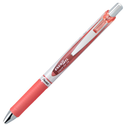 EnerGel RTX Retractable Liquid Gel Pen, (0.7mm) Medium line, Coral Pink Ink (BL77-P3)
