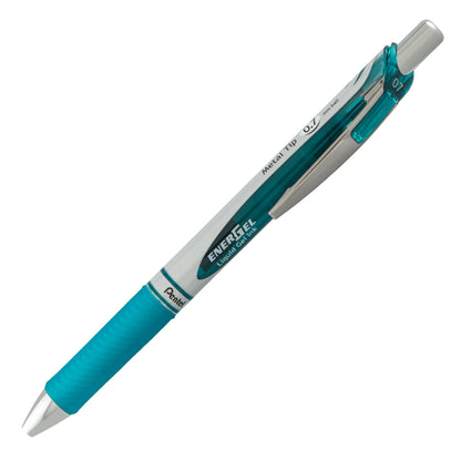 EnerGel RTX Retractable Liquid Gel Pen, (0.7mm) Metal Tip, Medium Line, Turquoise Ink (BL77-S3)