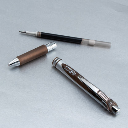 EnerGel RTX Retractable Liquid Gel Pen, (0.7mm) Medium line, Sepia Ink (BL77-SP)