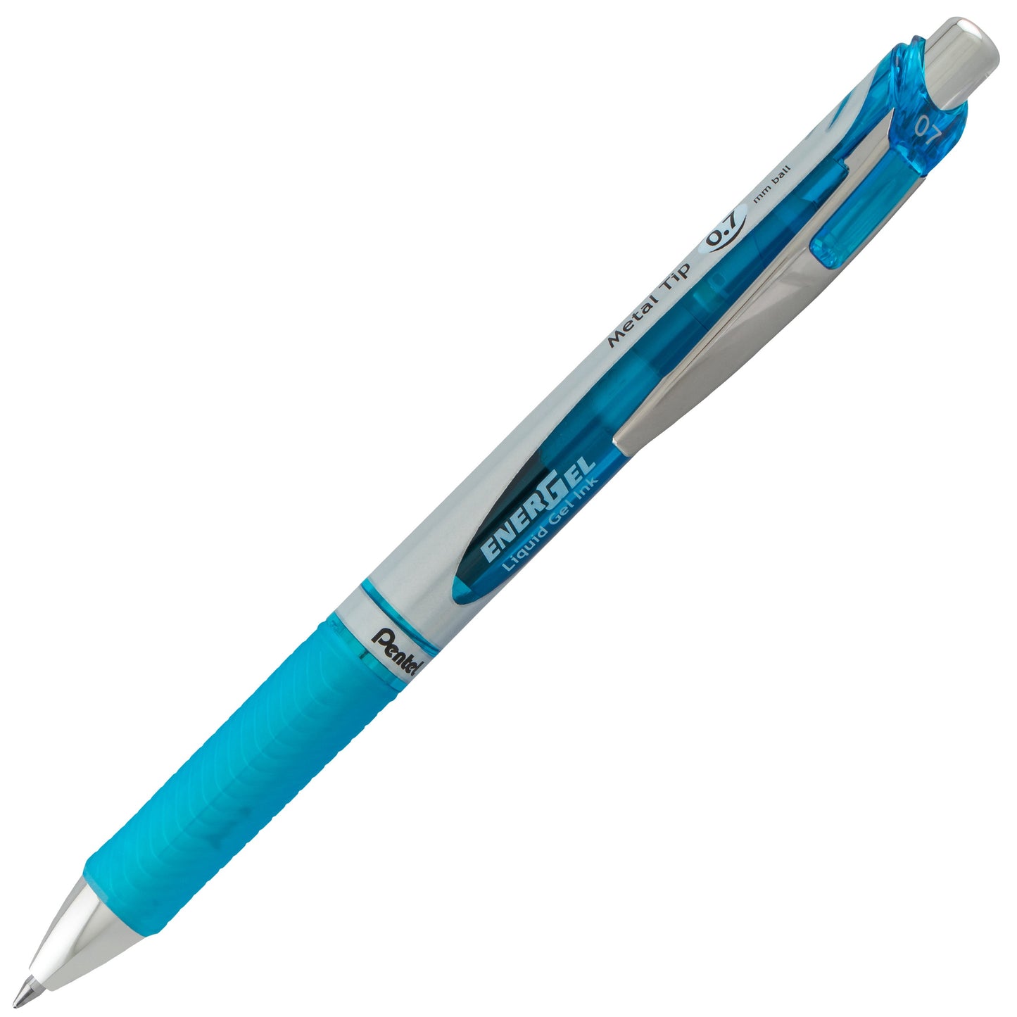 EnerGel RTX Retractable Liquid Gel Pen, (0.7mm) Metal Tip, Medium Line, Sky Blue Ink (BL77-S)