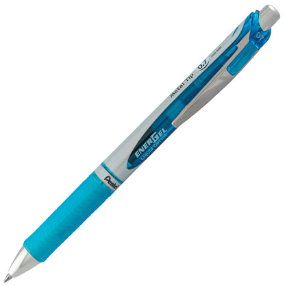 EnerGel RTX Retractable Liquid Gel Pen, (0.7mm) Metal Tip, Medium Line, Sky Blue Ink (BL77-S)