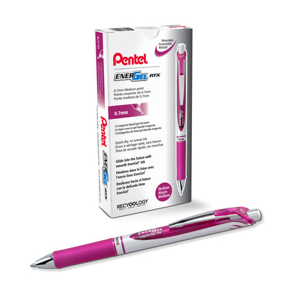 EnerGel RTX Retractable Liquid Gel Pen, (0.7mm) Medium line, Magenta Ink (BL77-V4)
