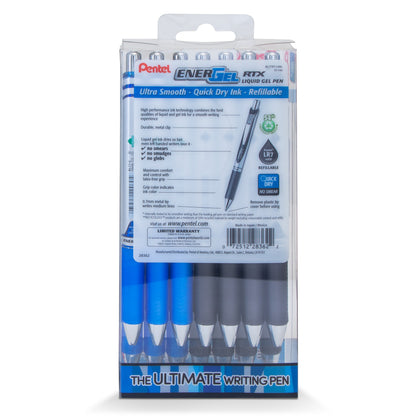 EnerGel RTX Liquid Gel Pen, (0.7mm) Medium Line, Black and Blue Ink- 14-pk plastic box (BL77PC14AC)
