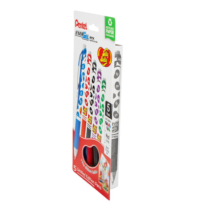 EnerGel Gel Pen, (0.7mm), Jelly Belly Wraps, Assorted 5-Pk Plastic Free (BL77PF5M-JB)
