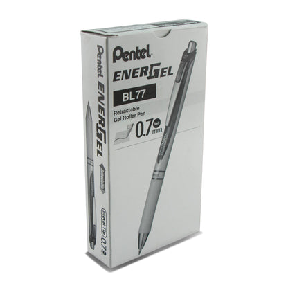 EnerGel Pearl Retractable Liquid Gel Pen, (0.7mm) Metal Tip, Medium Line, Black Accent, Black Ink (BL77PW-A)