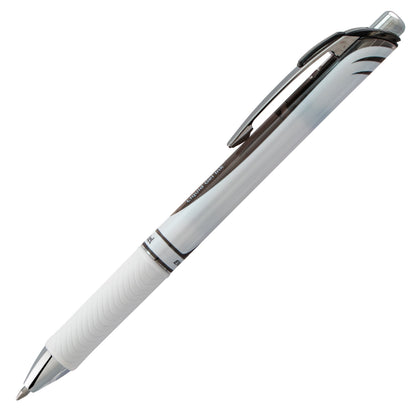 EnerGel Pearl Retractable Liquid Gel Pen, (0.7mm) Metal Tip, Medium Line, Black Accent, Black Ink (BL77PW-A)