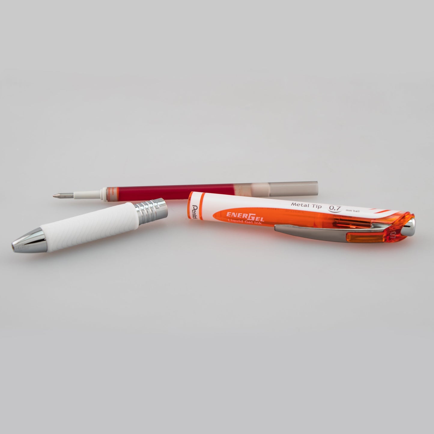EnerGel Pearl Retractable Liquid Gel Pen, (0.7mm) Metal Tip, Medium Line, Orange Accent, Orange Ink (BL77PW-F)