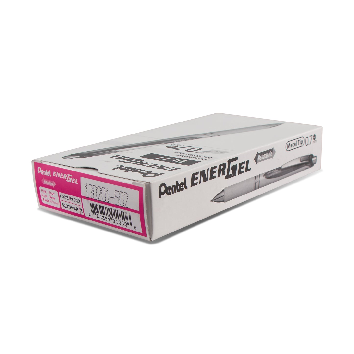 EnerGel Pearl Retractable Liquid Gel Pen, (0.7mm) Metal Tip, Medium Line, Pink Accent, Pink Ink (BL77PW-P)