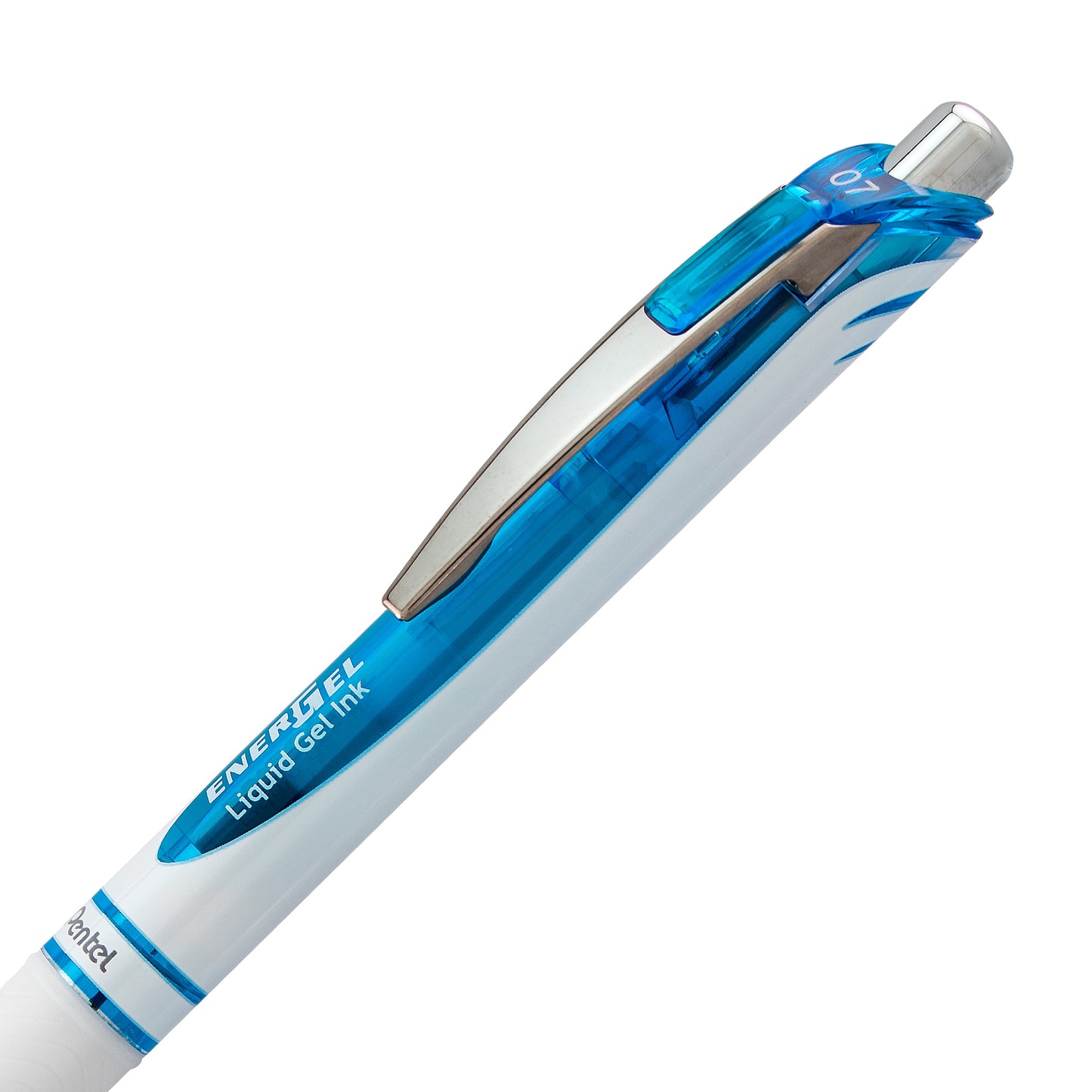 EnerGel Pearl Retractable Liquid Gel Pen, (0.7mm) Metal Tip, Medium Line, Sky Blue Accent, Sky Blue Ink (BL77PW-S)