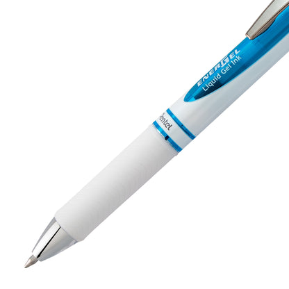 EnerGel Pearl Retractable Liquid Gel Pen, (0.7mm) Metal Tip, Medium Line, Sky Blue Accent, Sky Blue Ink (BL77PW-S)