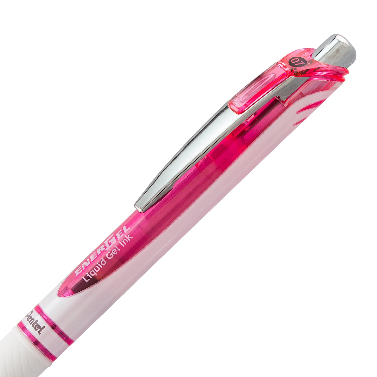 EnerGel Pearl Retractable Liquid Gel Pen, (0.7mm) Metal Tip, Medium Line, Pink Accent, Black Ink (BL77PWP-A)