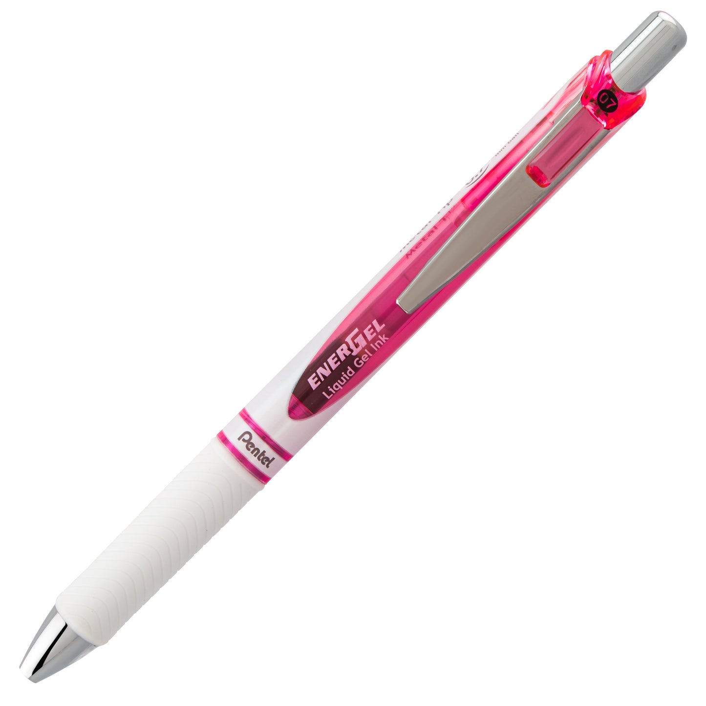 EnerGel Pearl Retractable Liquid Gel Pen, (0.7mm) Metal Tip, Medium Line, Pink Accent, Black Ink (BL77PWP-A)