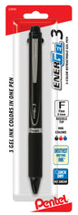 EnerGel 3 Multi-Function, 3-Ink Gel Pen, (0.5mm) Fine Line, Black/Red/Blue Ink, Assorted Barrels, 1-Pk (BLC35BPM)