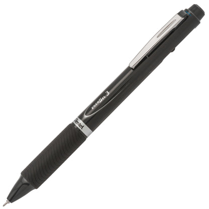 EnerGel 3 Multi-Function, 3-Ink Gel Pen, (0.5mm) Fine Line, Black/Red/Blue Ink, Dark Gray Barrel (BLC35N)