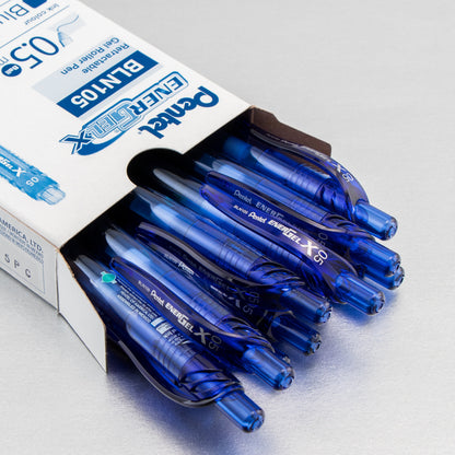 EnerGel-X Retractable Liquid Gel Pen, (0.5mm) Needle Tip, Fine Line, Blue Ink (BLN105-C)