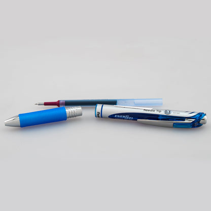 EnerGel RTX Retractable Liquid Gel Pen, (0.3mm) Needle Tip, Extra Fine Line, Blue Ink (BLN73-C)