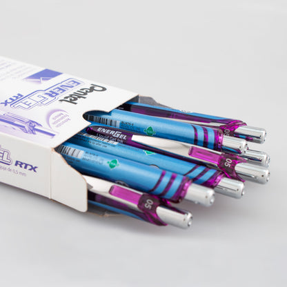 EnerGel RTX Retractable Liquid Gel Pen, (0.5mm) Needle Tip, Fine Line, Violet Ink (BLN75-V)