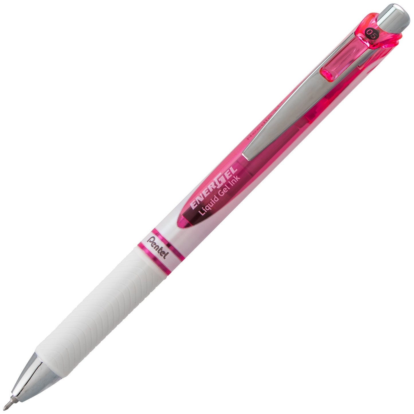 EnerGel Pearl Retractable (0.5mm) Needle Tip, Fine Line, Pink Accent, Black Ink (BLN75PWP-A)