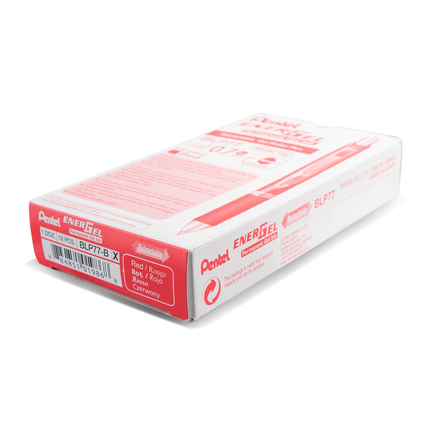 EnerGel PRO Permanent Gel Pen, (0.7mm) Medium Line, Red Ink (BLP77-B)