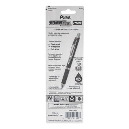EnerGel PRO Permanent Gel Pen, (0.7mm) Medium Line, Red Ink, 2-Pk (BLP77BP2B)