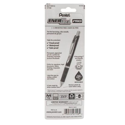EnerGel PRO Permanent Gel Pen, (0.7mm) Medium Line, Blue Ink, 2-Pk (BLP77BP2C)