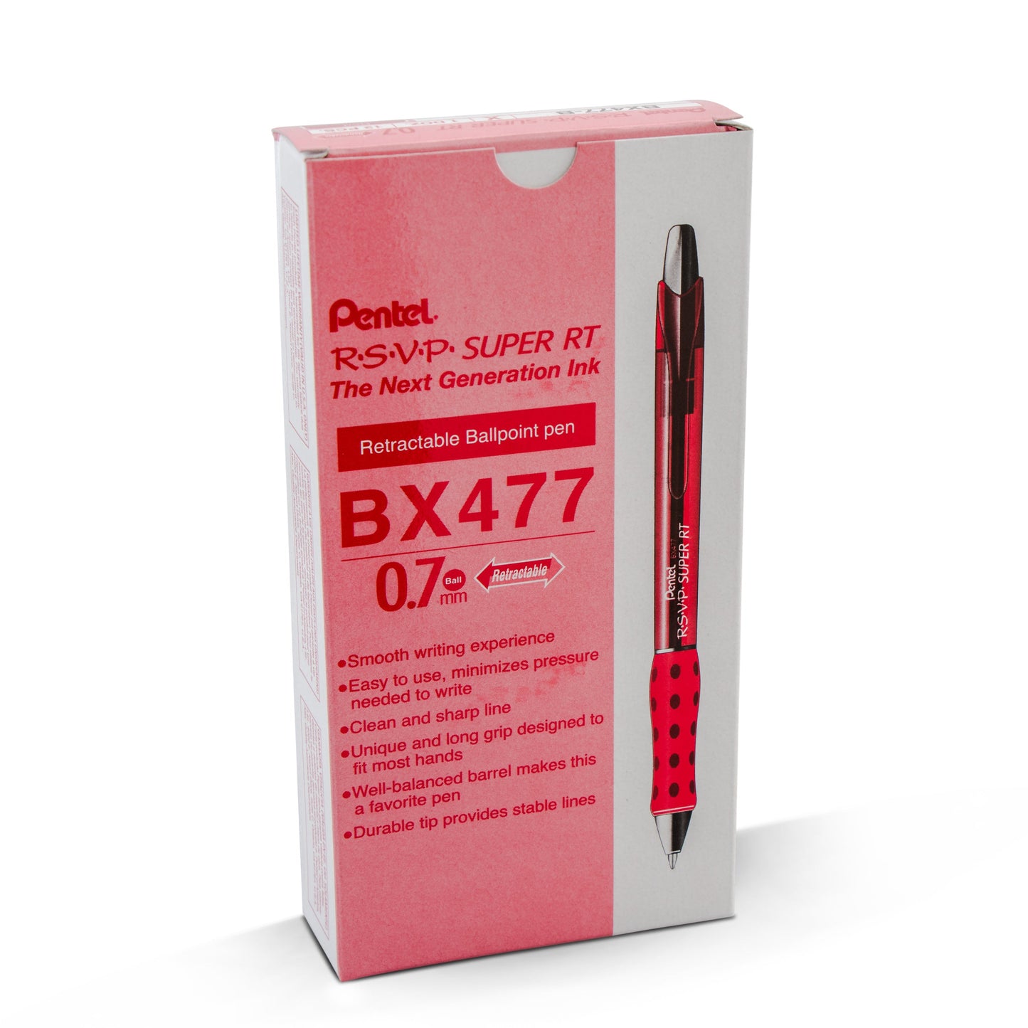 RSVP Super RT Ballpoint Pen, (0.7mm) Fine Line, Red Ink (BX477-B)