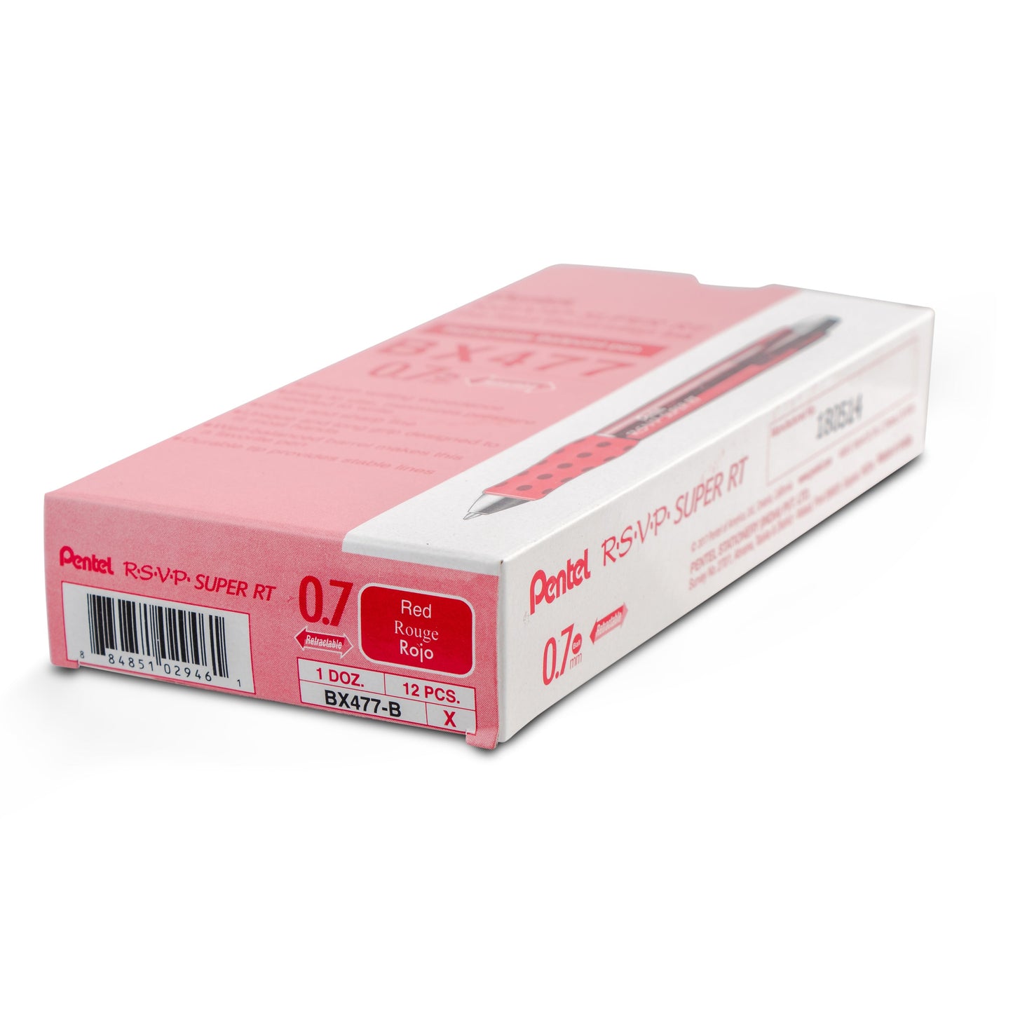 RSVP Super RT Ballpoint Pen, (0.7mm) Fine Line, Red Ink (BX477-B)