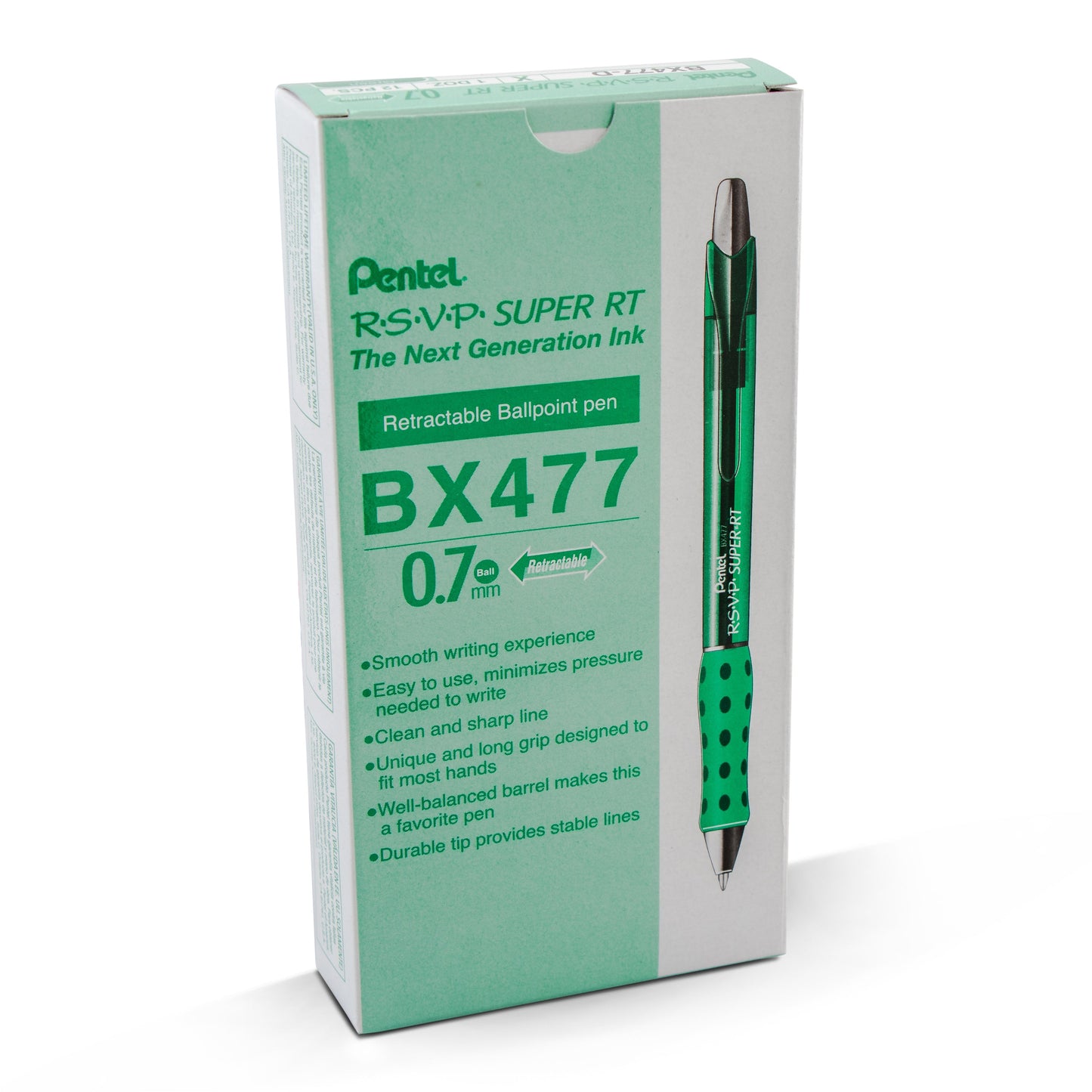 RSVP Super RT Ballpoint Pen, (0.7mm) Fine Line, Green Ink (BX477-D)