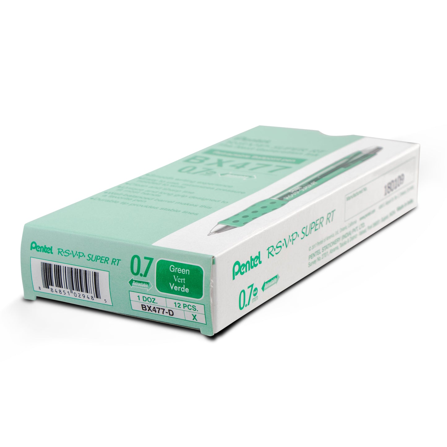 RSVP Super RT Ballpoint Pen, (0.7mm) Fine Line, Green Ink (BX477-D)