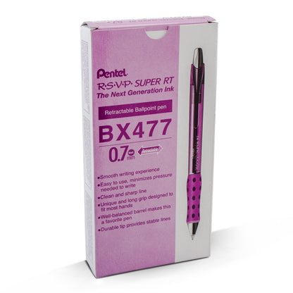 RSVP Super RT Ballpoint Pen, (0.7mm) Fine Line, Violet Ink (BX477-V)