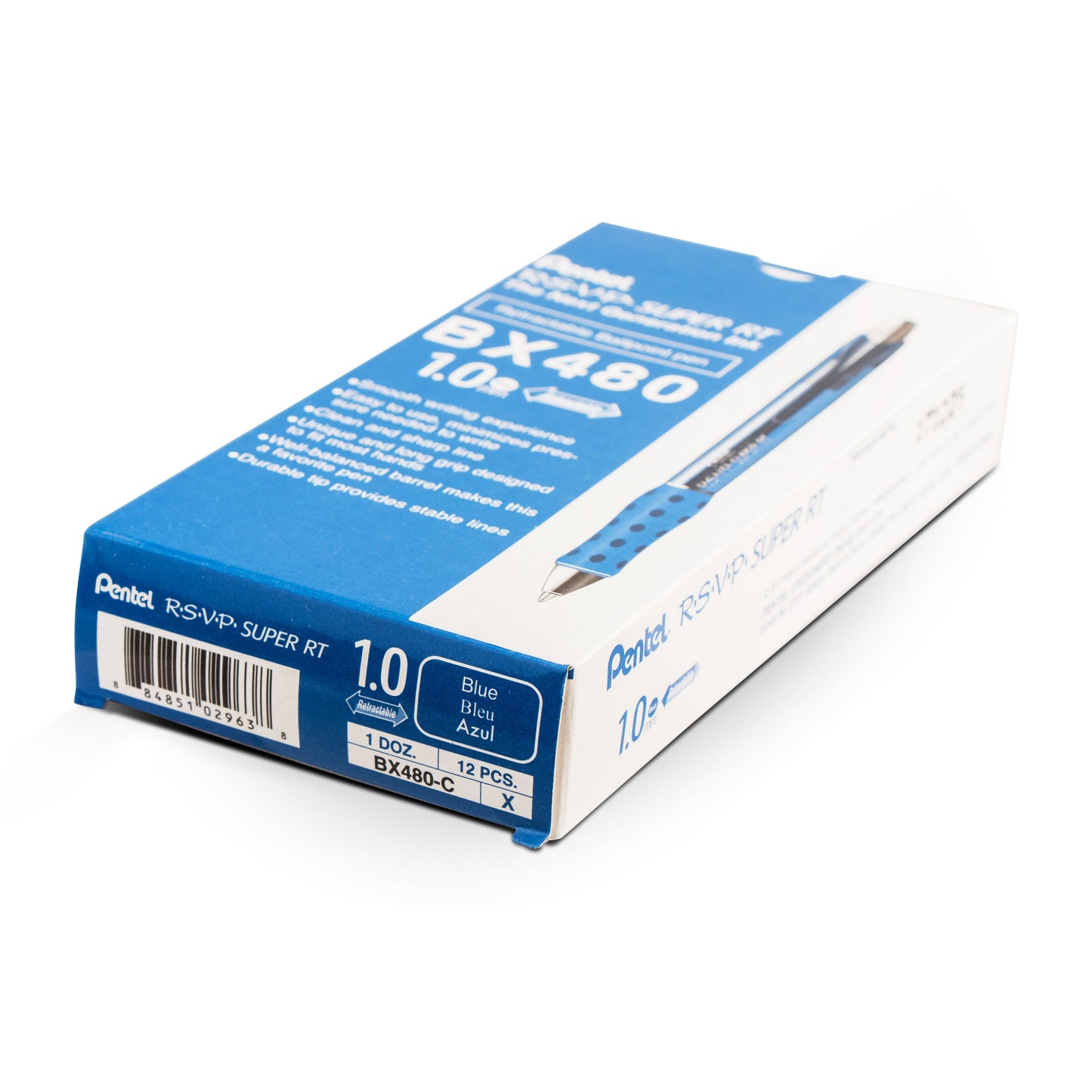 RSVP Super RT Ballpoint Pen, (1.0mm) Medium Line, Blue Ink (BX480-C)