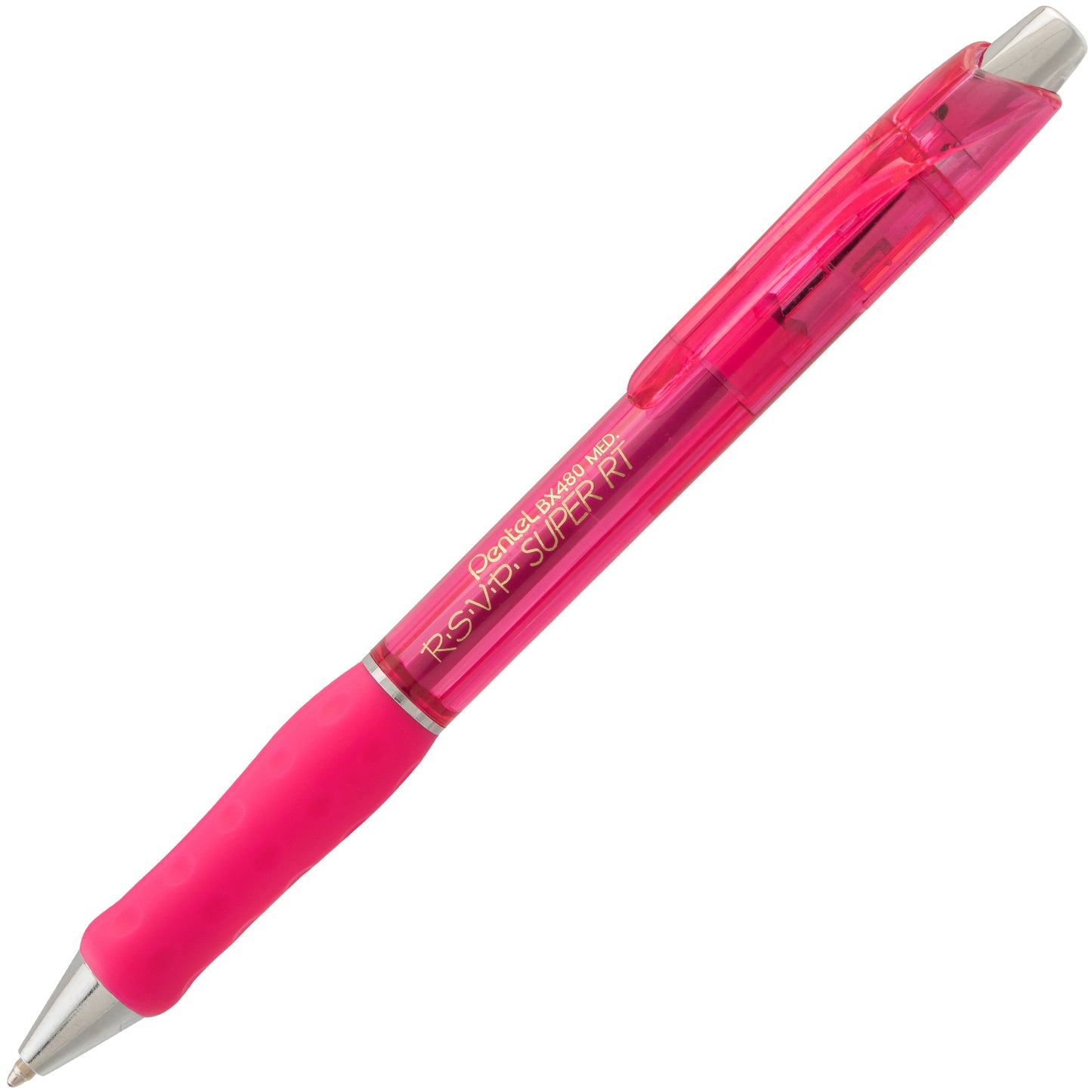 RSVP Super RT Ballpoint Pen, (1.0mm) Medium Line, Pink Ink (BX480-P)