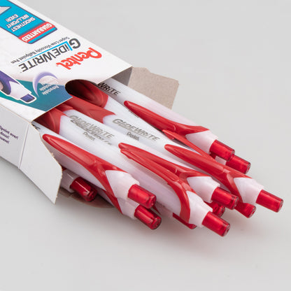 GlideWrite Ballpoint Pen with TechniFlo Ink, (1.0mm) Medium Line, Red (BX910-B)